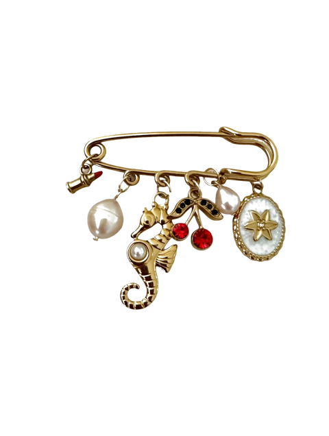 Pearl & Charm Statement Pin