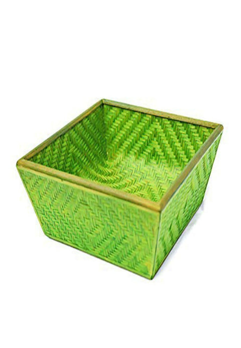 Bamboo Striped Basket with Lid