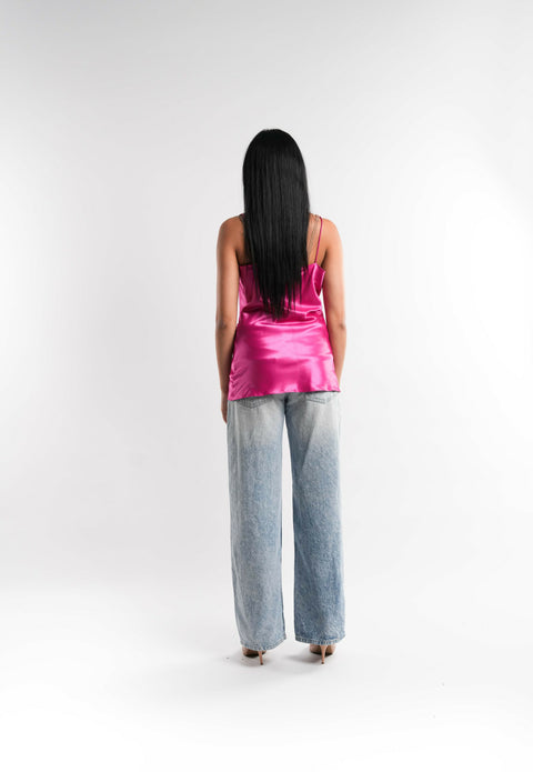 Magenta Silk-Blend Top
