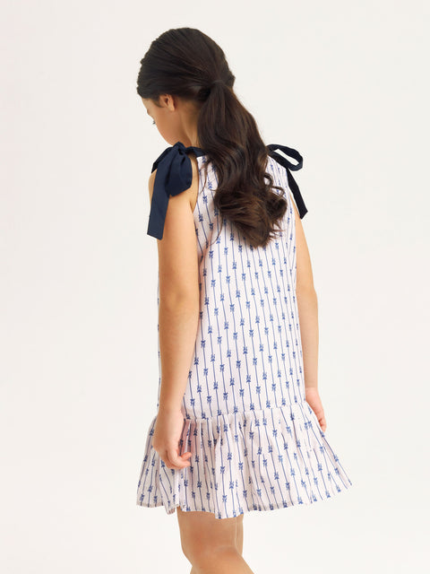 Girls' Linen Dress – Bow Accents