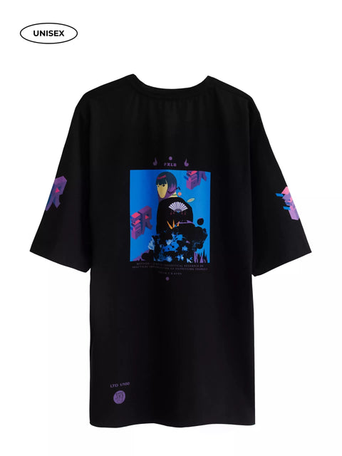 Black Jersey Oversized T-Shirt “Blue Method” X N. Kfks