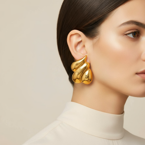 Hot Style Cast Technology Metal Wing Geometric Stud Earrings