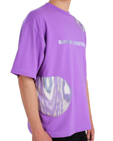 Oversized Purple T-Shirt with Purple and Blue Adras Pattern