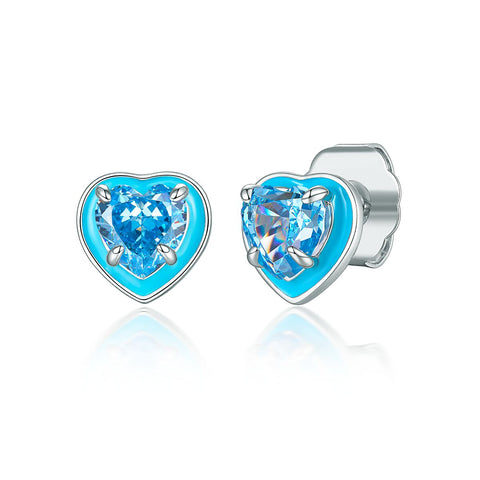 Stud earrings blue heartlets