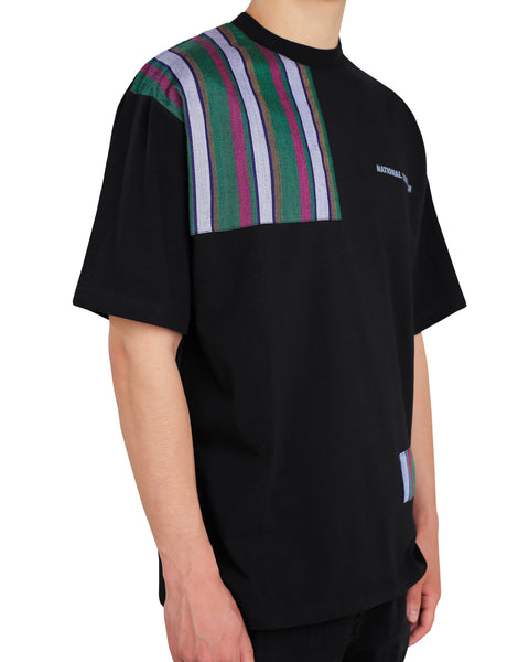 Oversized Black T-Shirt with Green and Pink Bekasam