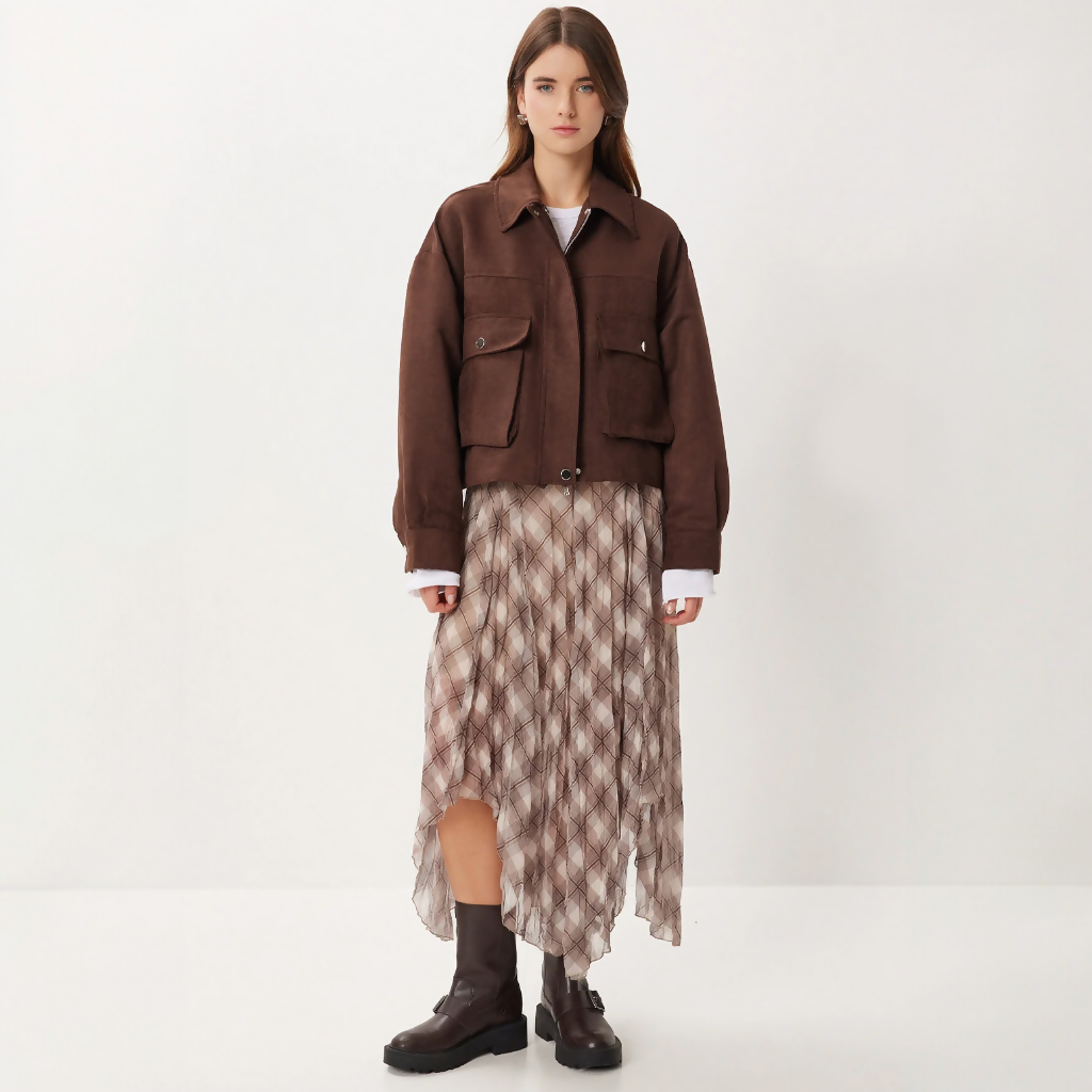 MY PEANUT Mia Bomber Jacket in Brown