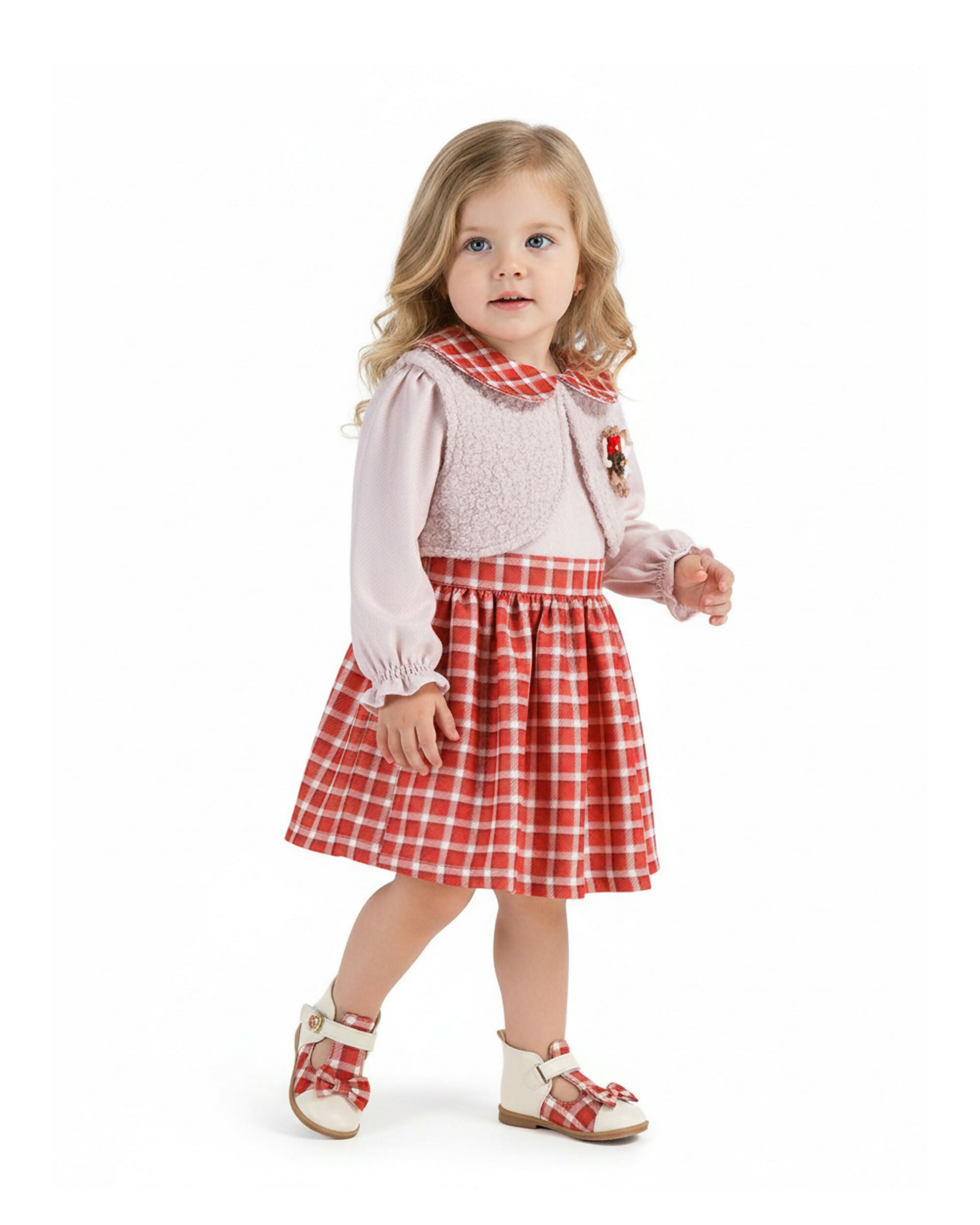 BOMBILI Girls 2-piece set (drees,jacket) - Red