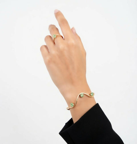 Nora Handmade adjustable bracelet & ring set green