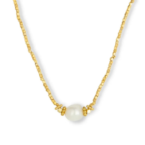 Faceted Bead Short Pearl Necklace