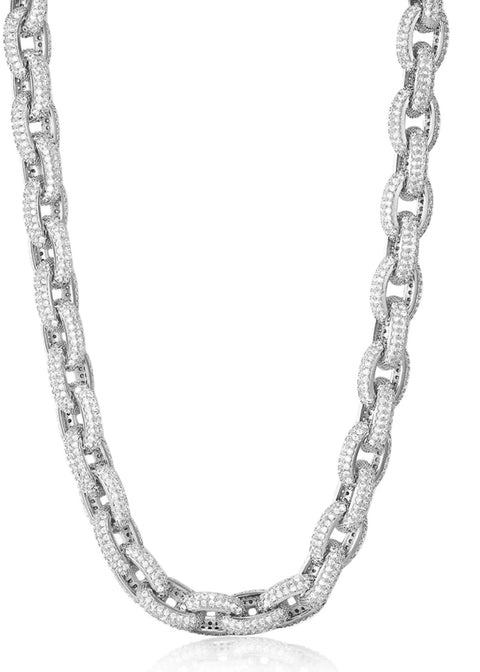 Ozzie Pave Chain Necklace- Silver