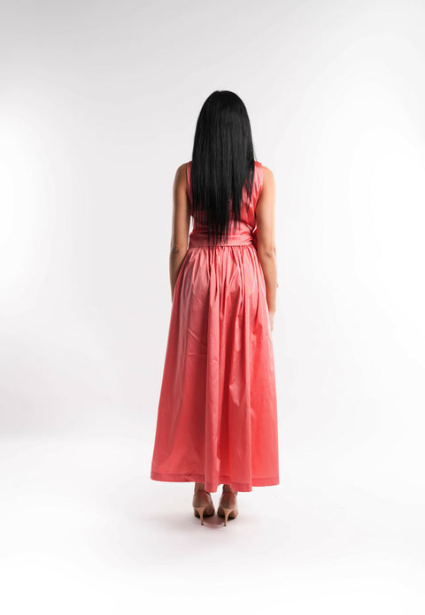 Peach Taffeta Dress with Detachable Belt