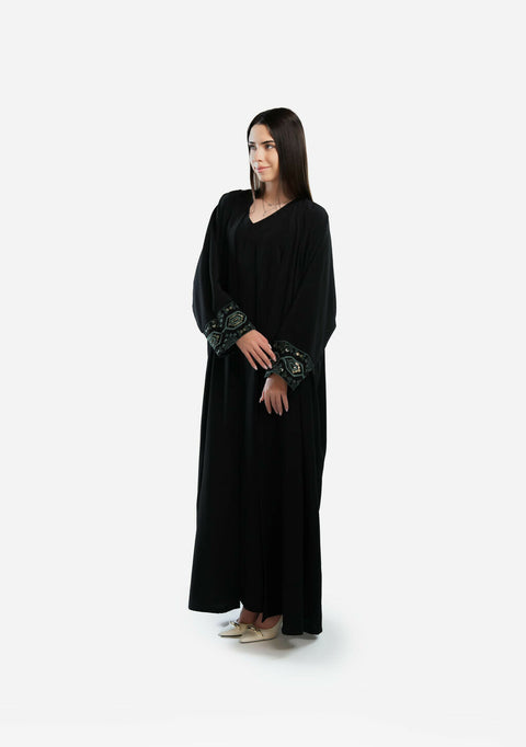 Black Abaya Embroidery Sleeves