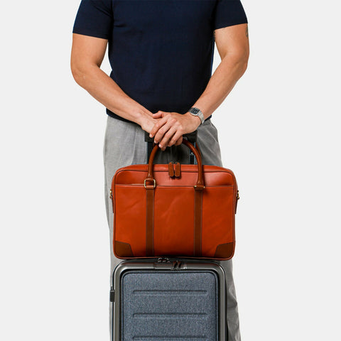 Wellington Laptop Briefcase | Tan & Brown (New)