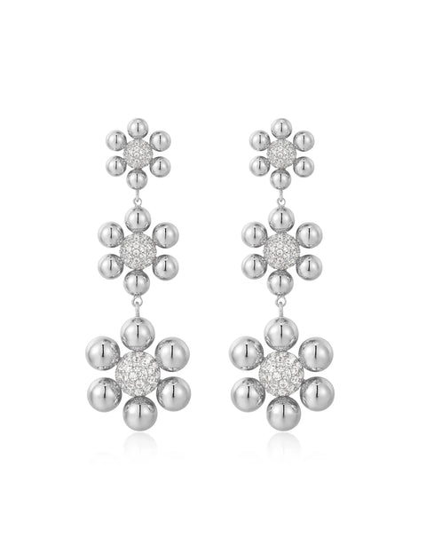 DAISY STATEMENT EARRINGS- Silver