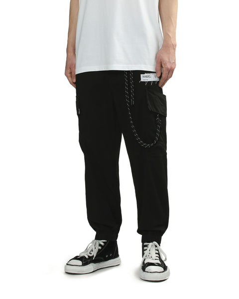 Cord Detail Cargo Pants in Black