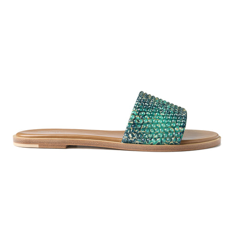 Zharova Green Leopard Flat Sandals