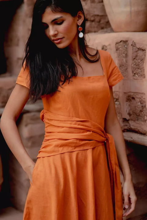Kor Tied Dress Terracotta
