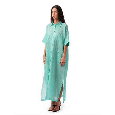 Green Linen Trench Coat