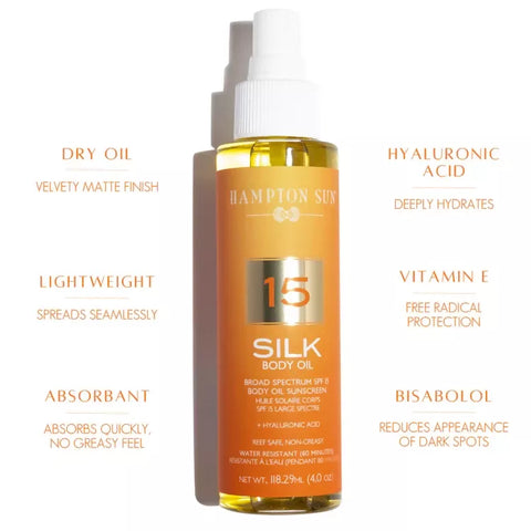 Hampton Sun Silk Body Oil - SPF 15 - 4.0 Oz