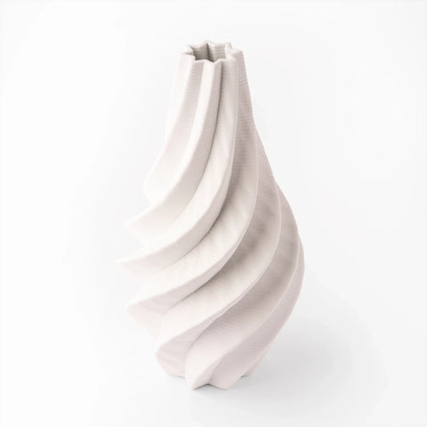 3-D Printed Shell Shaped White Ceramic Vase