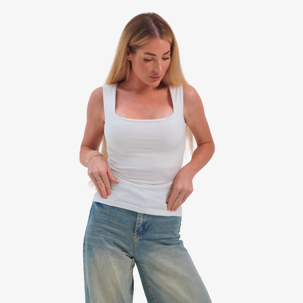 Charlotte - square neckline top white