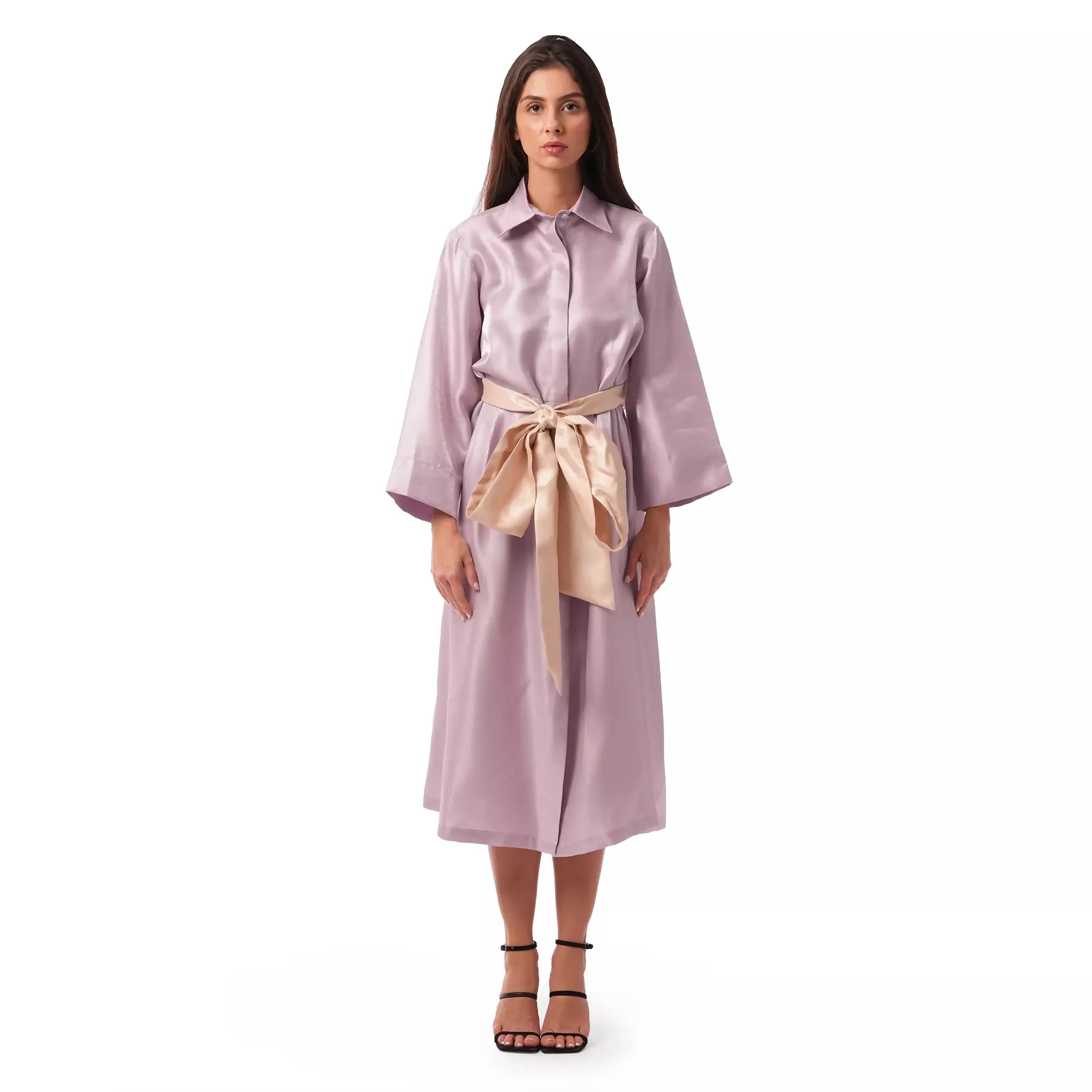 Purple Shimmery Dress with Belt