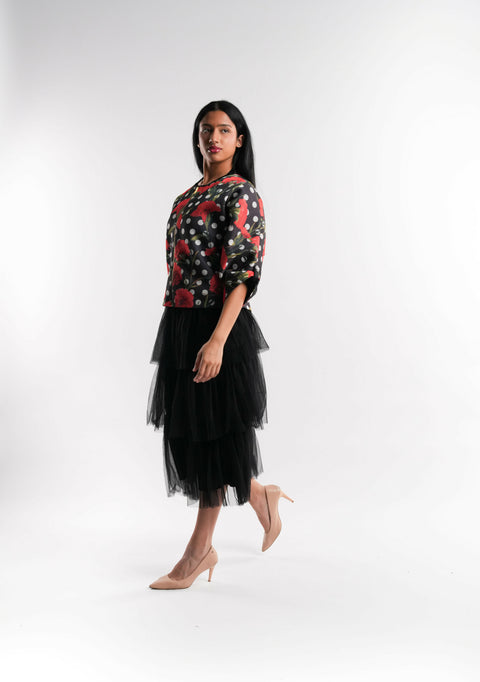 Floral Jacket with Front Zip