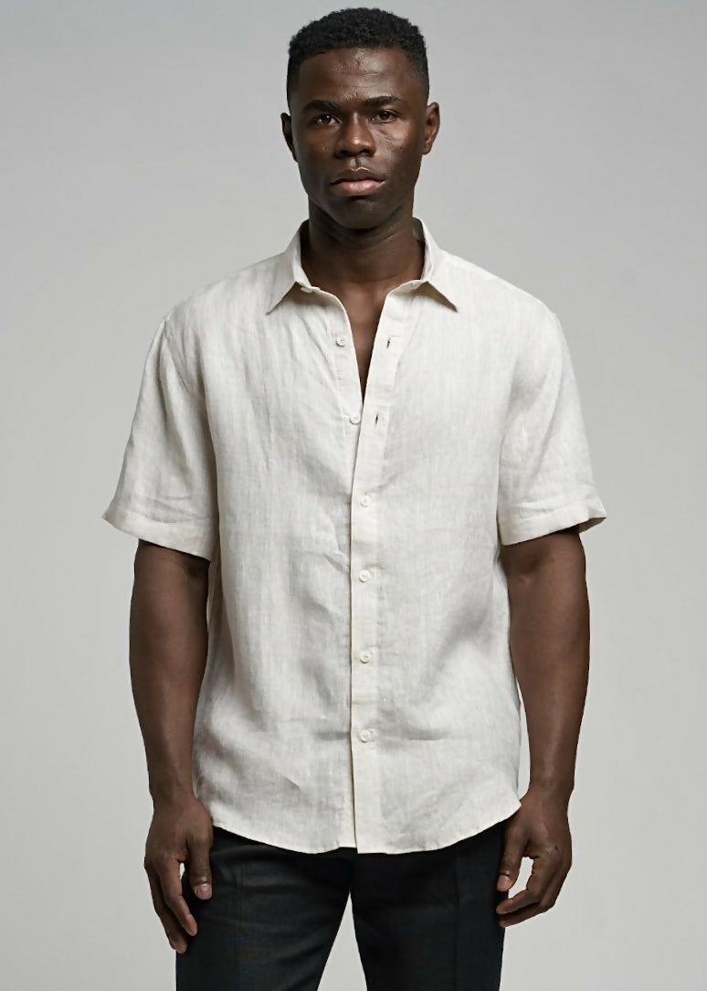 SS Wave Linen Shirt Beige