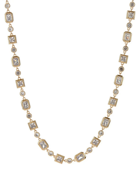 Pyramid Bezel Statement Necklace- Gold