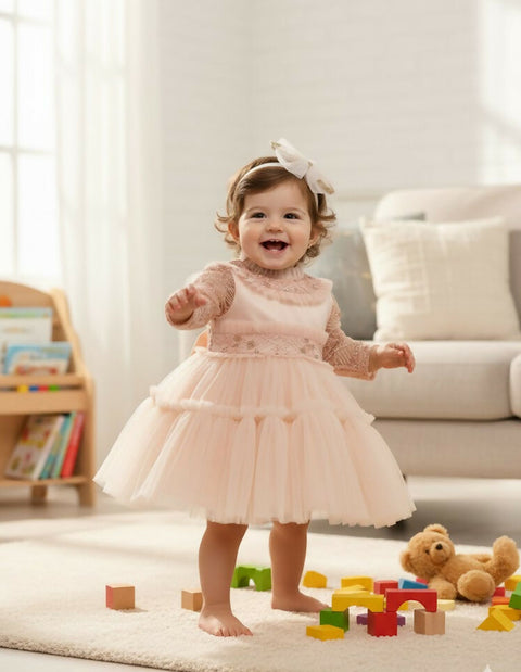 MAISON BEBE Alara Peach Party Dress