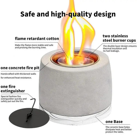 Indoor Outdoor Table Top Fire Pit, Portable, Gray, Stainless Steel Firebox, Smoke-less, Safe Burning