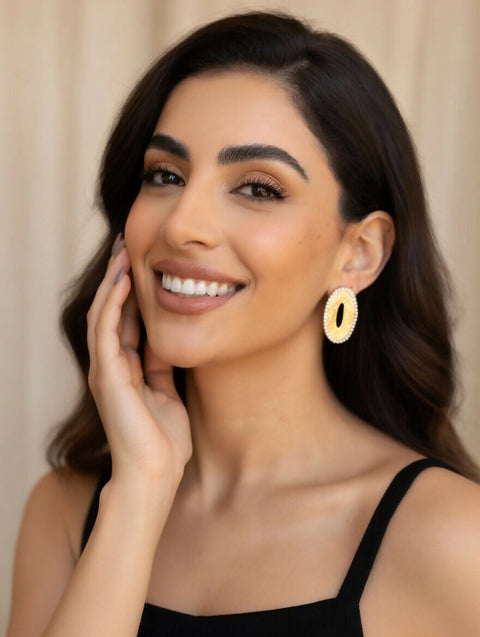 Celeste Handmade Gold Earrings with natural zircon