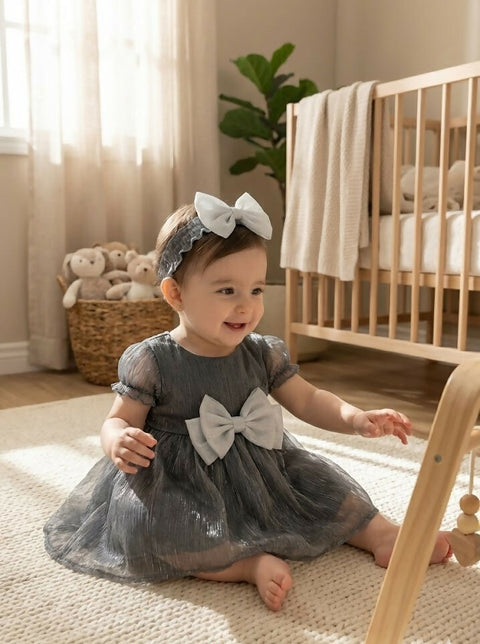 MAISON BEBE Selin Bow Dress - Grey