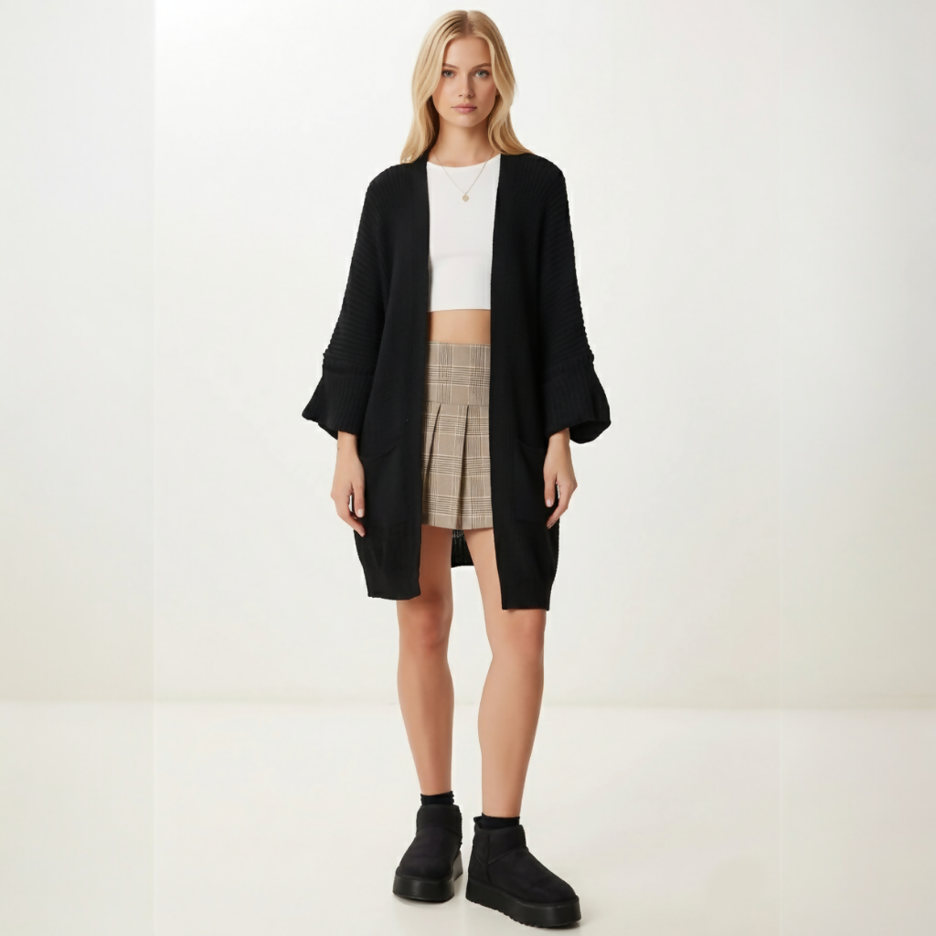MY PEANUT Mono Oversize Cardigan in Black