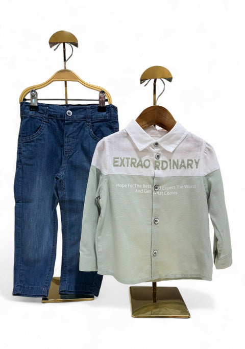 ALPHAN COTTON SHIRT SET - MINT