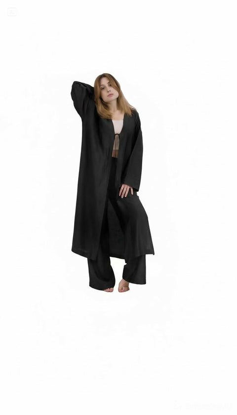 Cotton Suit With Trousers And Cape Dark Green