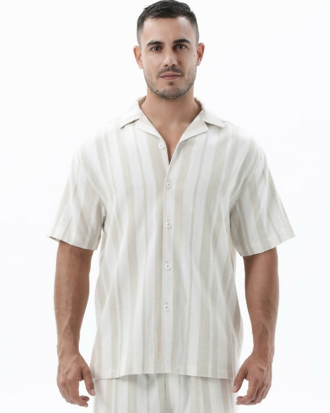 SS Beige Stripe Set Shirt