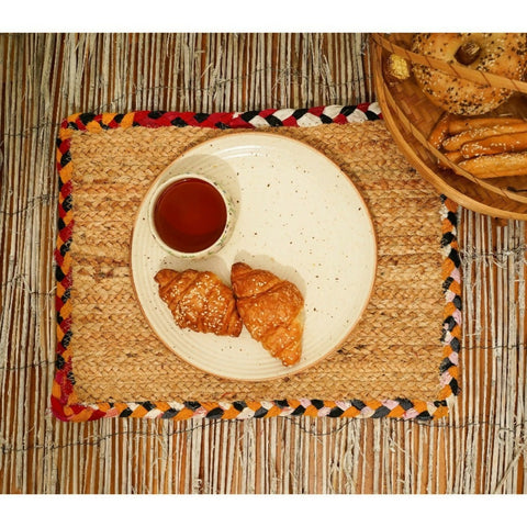 Multicolor Rectangle Jute Table Mat