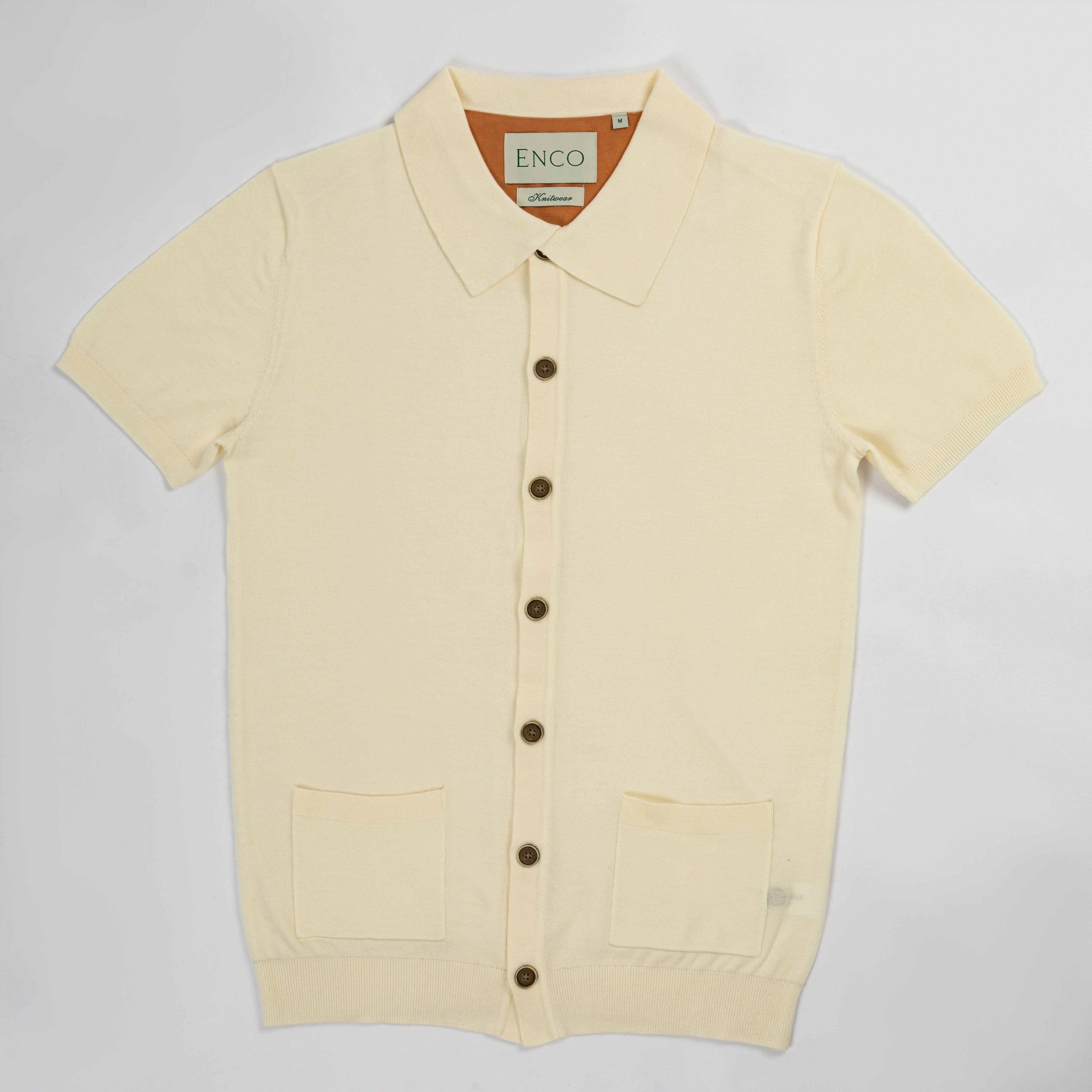 Off White Knitted Short Sleeve Shirt