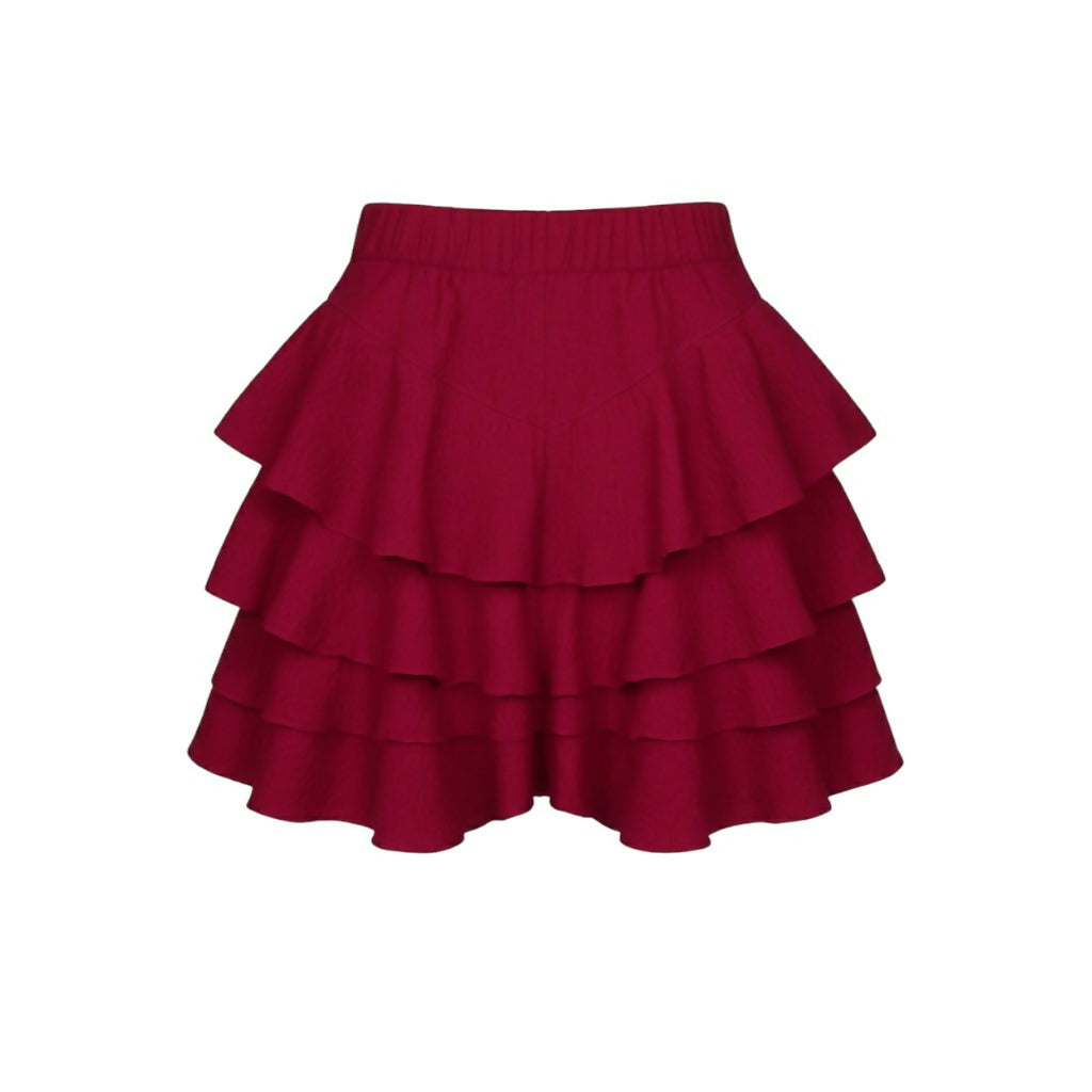 MY PEANUT Samba Ruffled Skirt in Burgundy