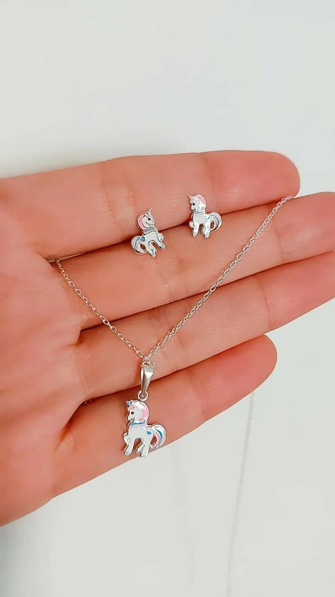 Unicorn Silver necklace Set