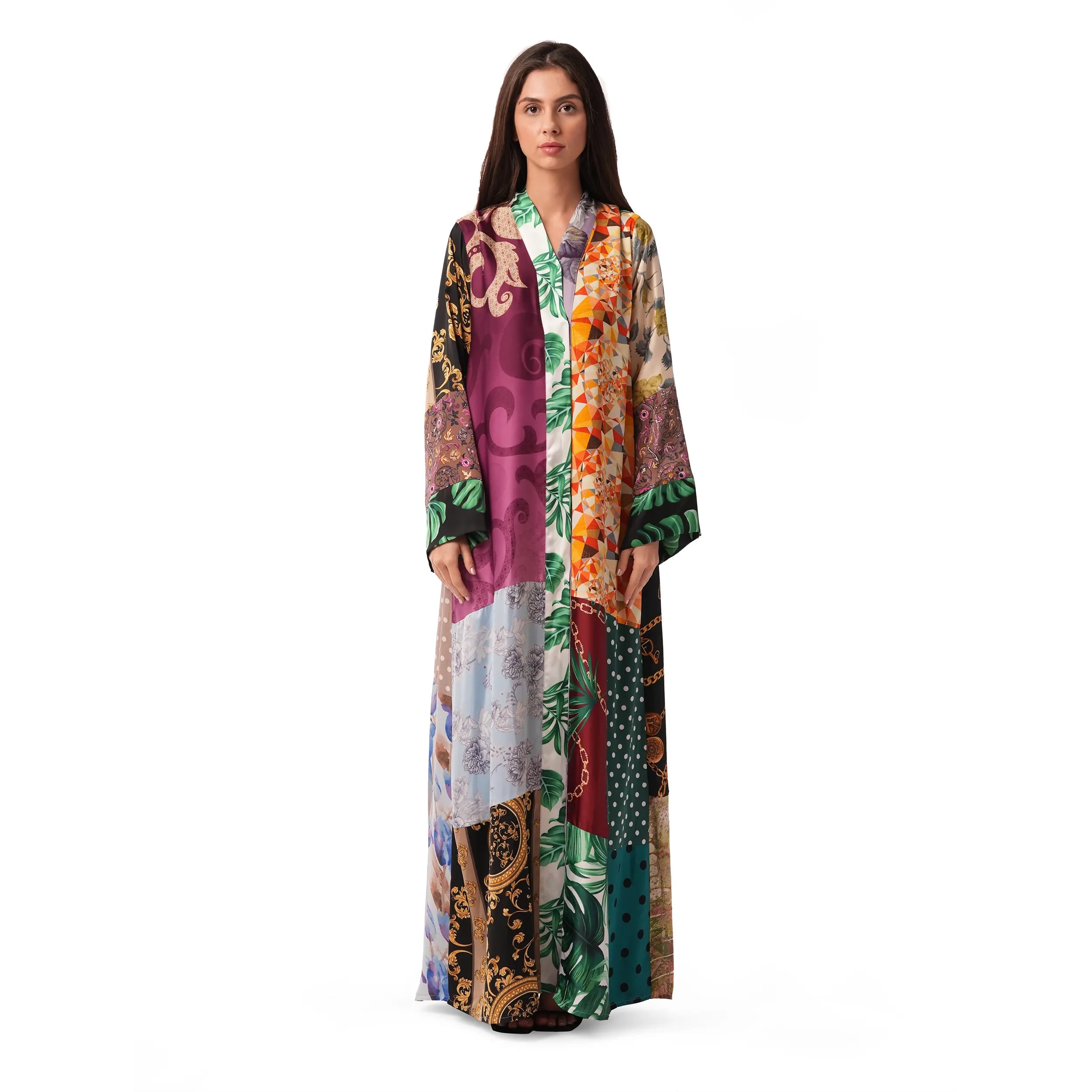 Patched Silk Abaya