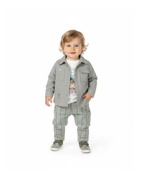 BOMBILI Boys 3-piece set (shirt,sweat,pants) - Green