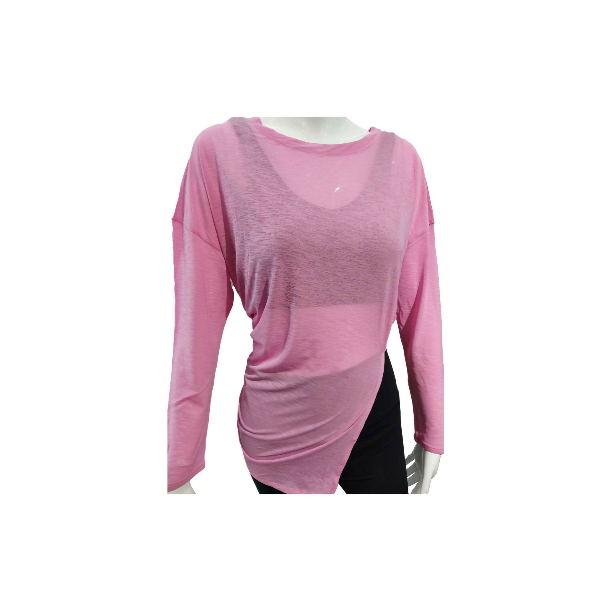 Mohuki Amy Long Sleeve Slit Shirt - Pink