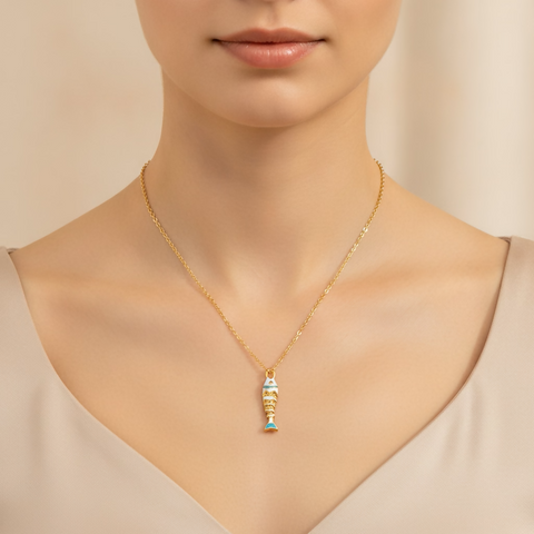 Enamel Fish Pendant Necklace