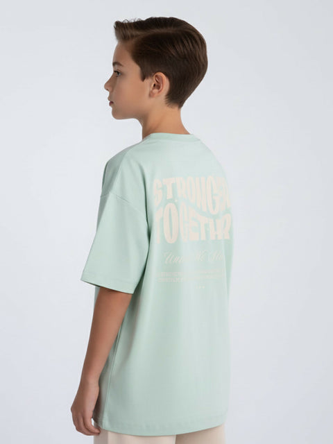 KIDS OVERSIZED STRONGER TOGETHER GRAPHIC TSHIRT MINT GREEN