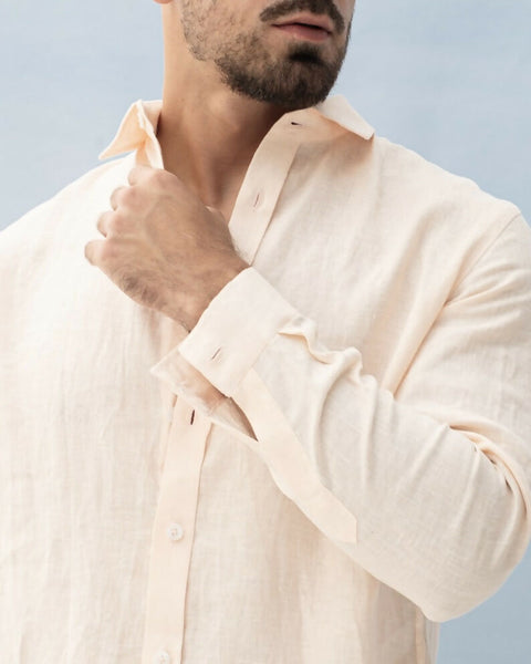 Fira LS Linen Shirt Pale Salmon