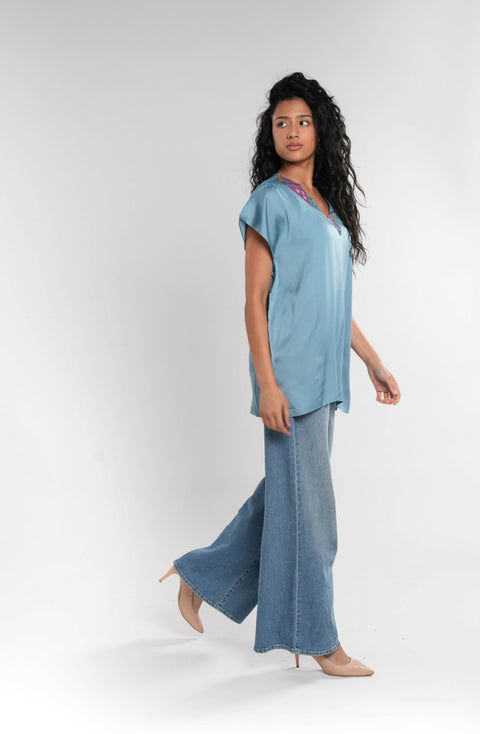 Blue Embroidered Tunic