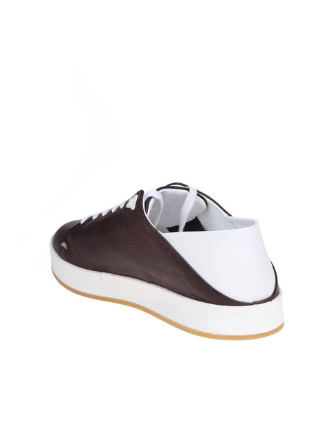 Axel Leather Sneakers in Dark Brown & White