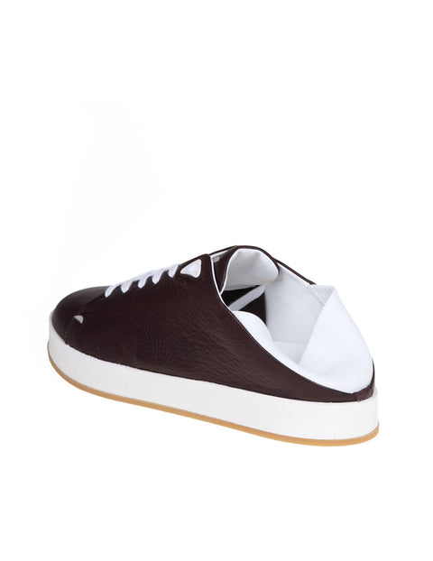 Axel Leather Sneakers in Dark Brown & White